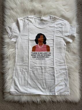 STRAND White Graphic Tee with Michelle Obama Quote, L